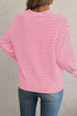 Stripe Round Neck Drop Shoulder Long Sleeve Top